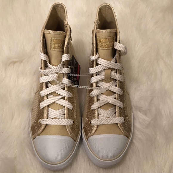 NWT Sketchers hightop gold sneakers + rhinestones - Picture 2 of 8